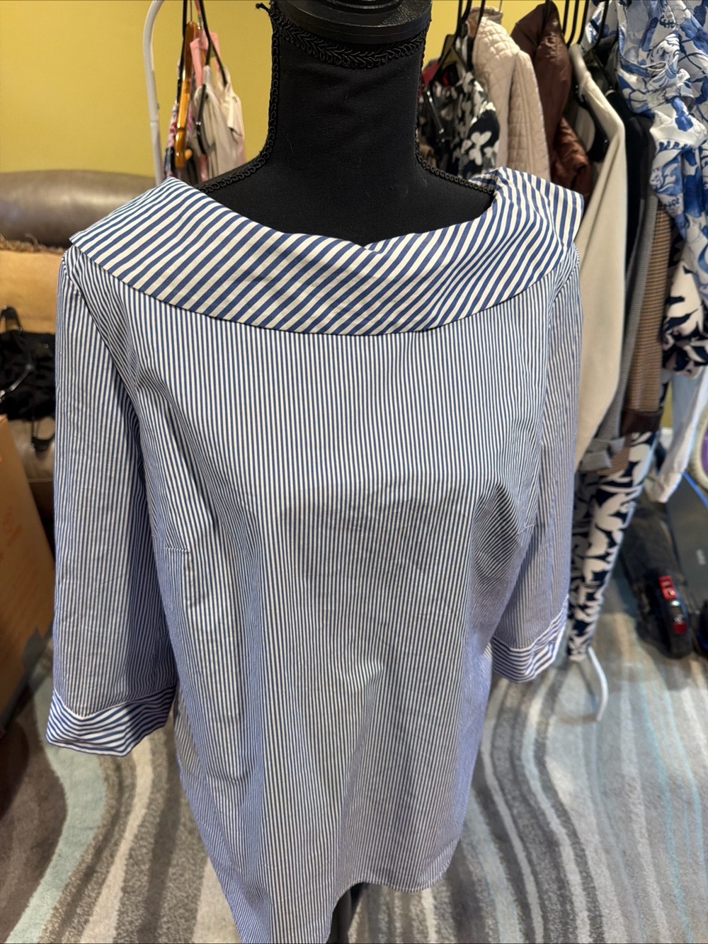 Talbots Blue and White Striped Boatneck Tunic